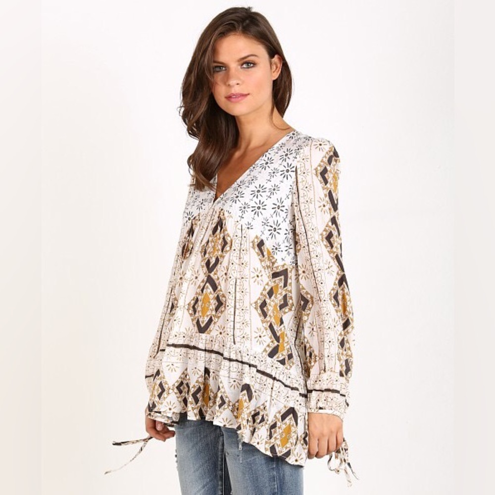 FREE PEOPLE Down by the Bay 60’s Tunic Ivory Combo M - Picture 7 of 13